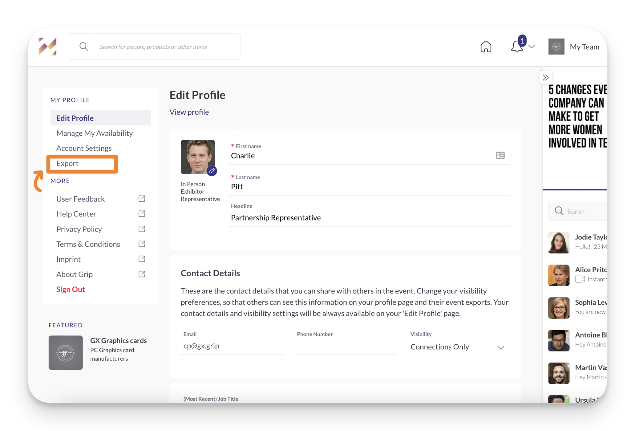 Meetings and Connections Exports