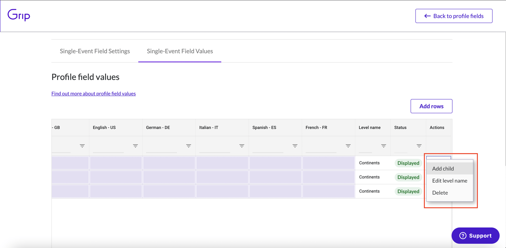 Parent/Child Custom Profile Fields