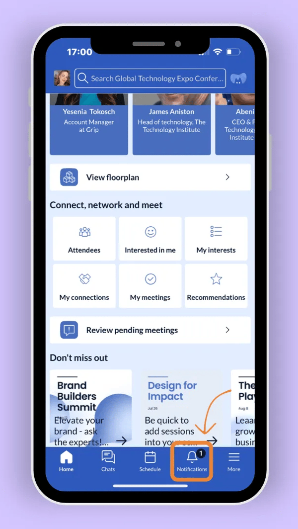 How do I manage my notifications on event platform?