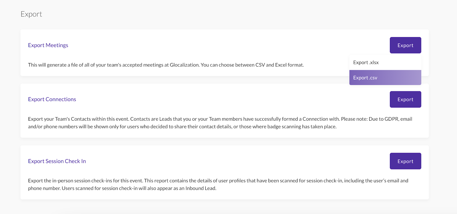 Exporting your team’s event data from the event platform (desktop only)
